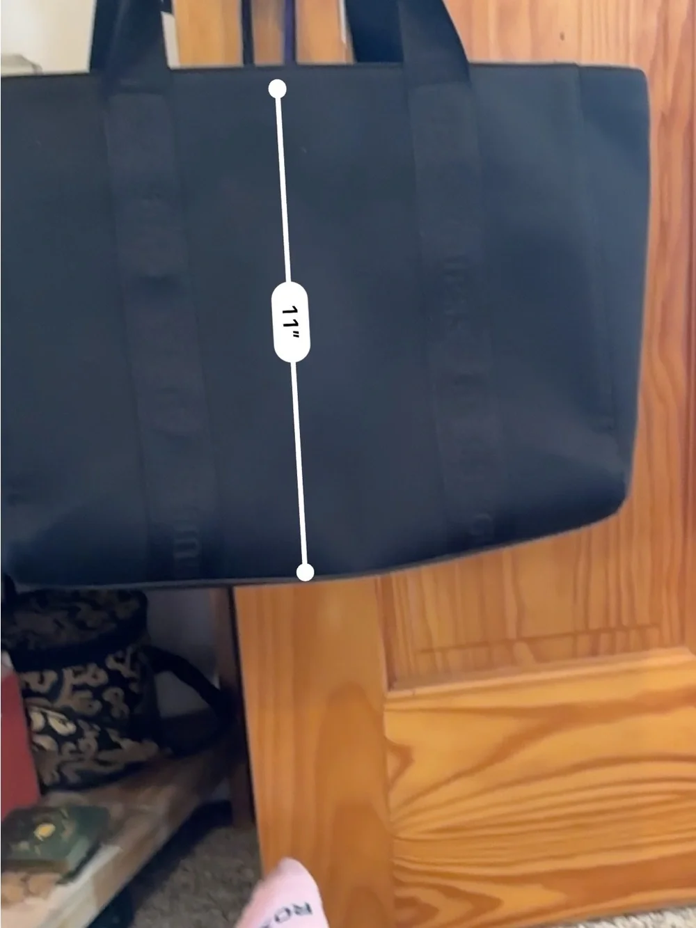GUESS Black Branded Strap Tote Laptop Bag